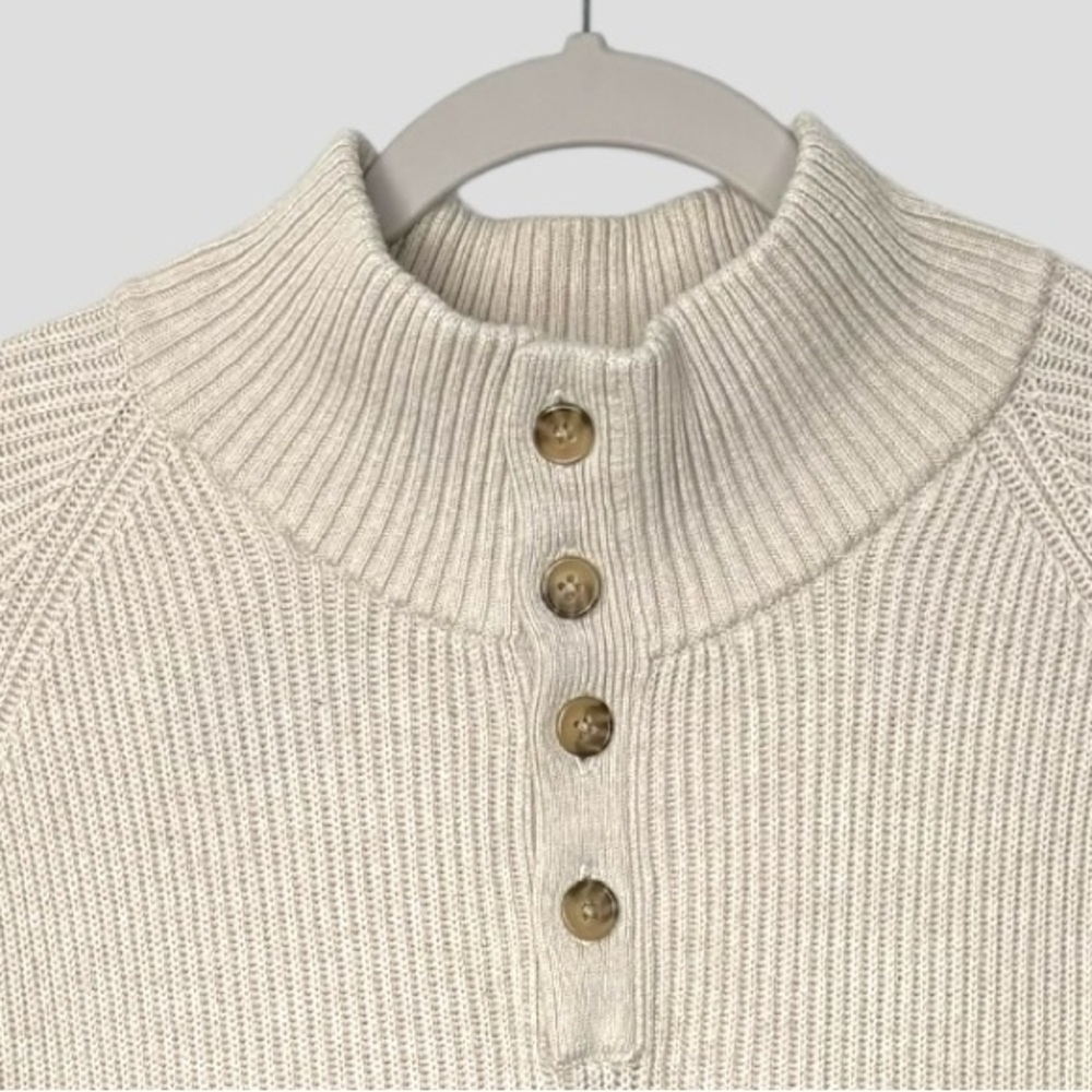 Banana Republic Factory Rib Knit Sweater Men’s L Mock Neck Button Pullover - Picture 4 of 10